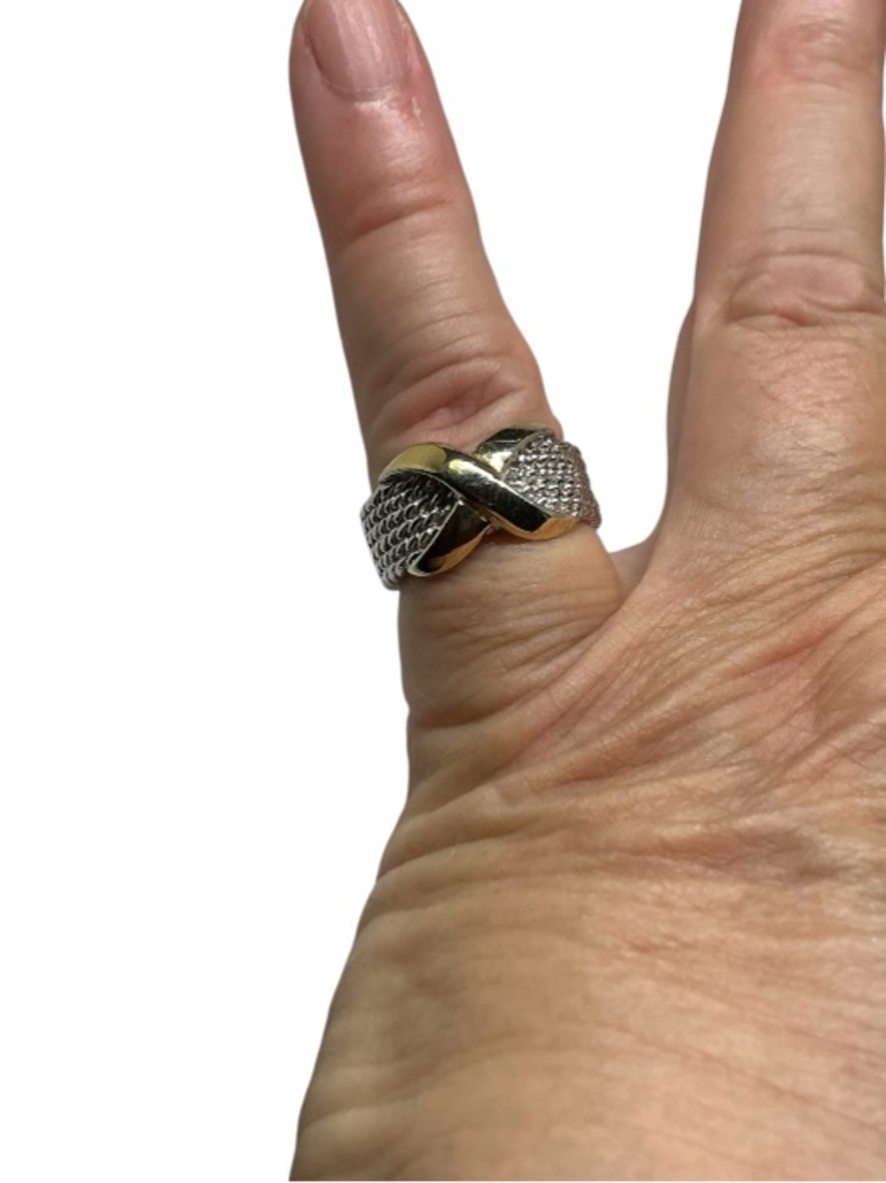 Two Tone Crossover ring size 7